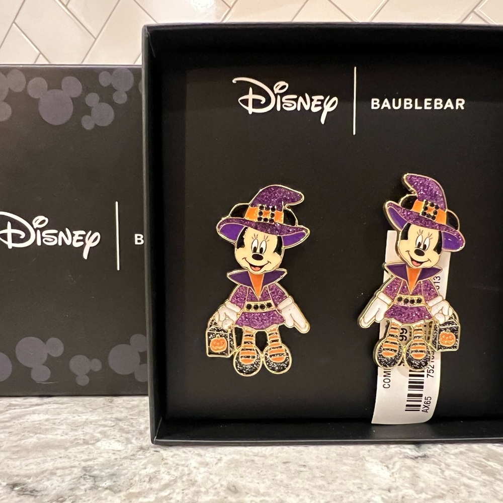 Disney X Baublebar Minnie Mouse Halloween Witch Costume Dangle Earrings NIB